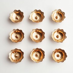 diyas in lower side on white background ,generative ai
