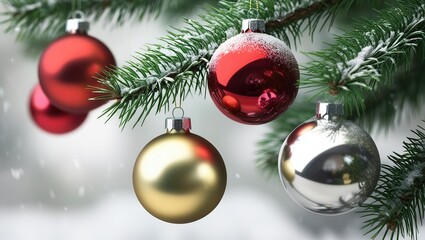 Fototapeta premium christmas tree decorations generative ai