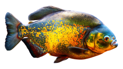 Colorful oscar river fish isolated on white background.AI GENERATED