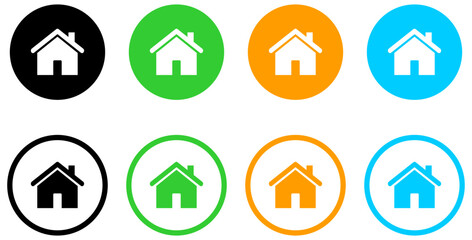 Web home icon for apps and websites, House icon, Home sign in circle or Main page icon in filled, thin line, outline and stroke style for apps and website