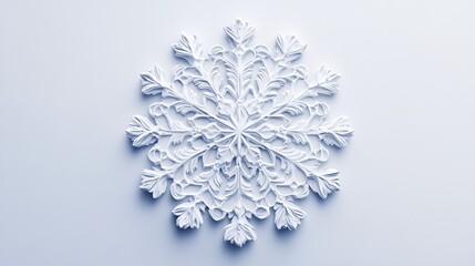 3D Embossed White Snowflake Decoration on Clean White Background
