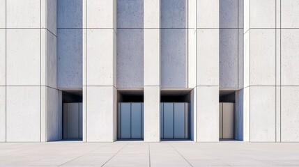 Obraz premium Monumental Entrance of Brutalist Building: 3D Render with Oversized Doors and Textured Concrete | Ultra-Detailed Architecture Visualization
