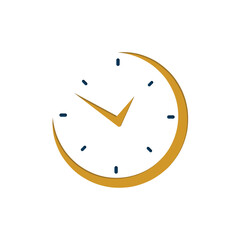 clock icon.  time hours minutes and seconds. Clock symbol on white background. flat design style. for deadlines, date, month and year. vector design template