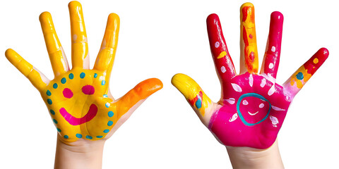 colorful painted child cute hand on white background.AI GENERATED