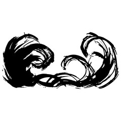 シンプルな波の墨絵のイラスト素材　ベクター