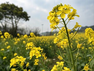 field of yellow flowers generative ai