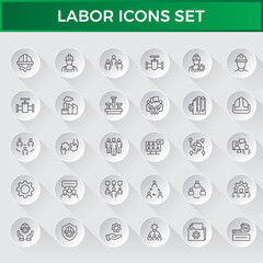 Set of  line icons related team, teamwork, co-workers, cooperation. Linear busines simple symbol collection. vector illustration.