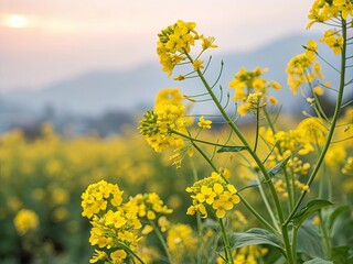 Fototapeta premium field of yellow flowers generative ai