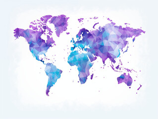 Map of the world in blue and purple colors.