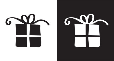 Simple black Present Christmas gift box icon