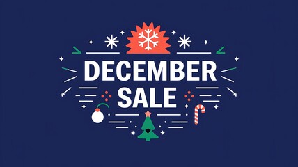 December Sale Banner with Festive Christmas Icons