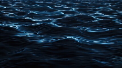 Dark navy water surface at night with ripples and light reflections for web design banner.