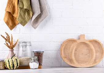 Kitchen counter top with cutting board