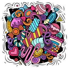 Sweet Candies cartoon vector doodle illustration