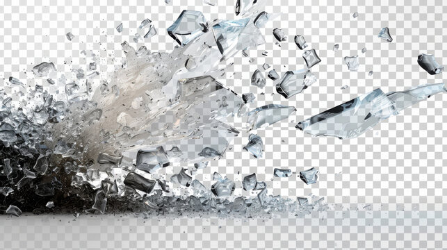 Glass shards shattered isolated on transparent png.