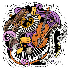 Cartoon vector doodles Classic music illustration