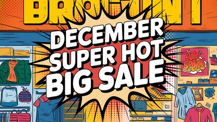 December Super Hot Big Sale Announcement in Comic Book Style