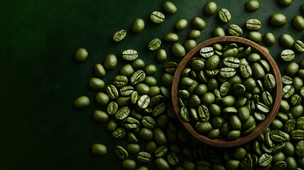 A captivating image of green coffee beans displayed on a rustic wooden surface, emphasizing their organic beauty and inviting exploration into the coffee-making process