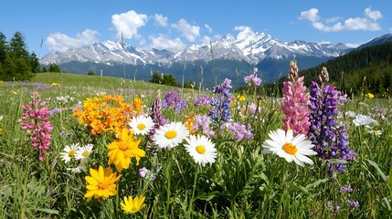 Fototapeta premium Breathtaking Wildflower Field in Spring Landscape