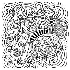 Cartoon vector doodles Disco music illustration