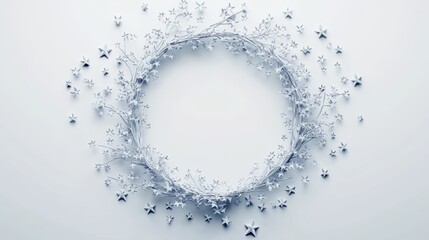 An elegant advent wreath made of delicate branches and stars, set against a soft, light background