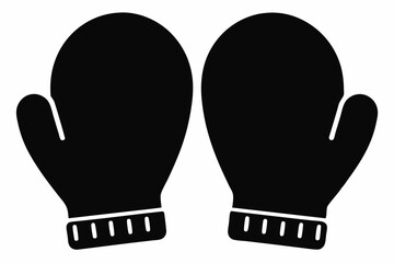 
Mitten silhouette, Christmas mitten vector, winter gloves design, icon, symbol on white background.
