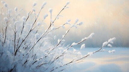Obraz premium Frosted Red Berries in a Winter Wonderland: A Serene Close-Up Capturing Nature's Icy Beauty winter