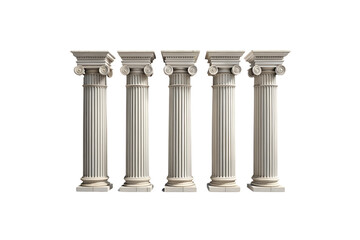 5 Greek columns isolated on transparent background
