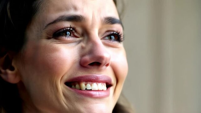 A sad woman looks into the distance