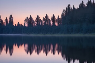 Twilight Mirror Over Serene Lake