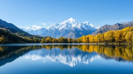 Capture Majestic Xinjiang Snow Mountains, Lake; Use Cool, Natural Color Palette 