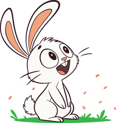 Happy Bunny, Rabit template vector art illustration