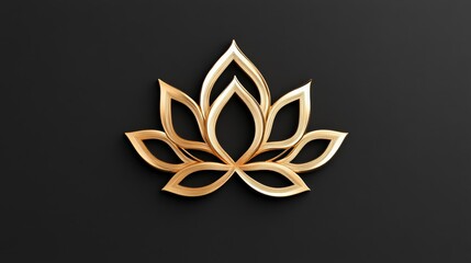 Obraz premium Gold lotus line art, luxury dark backdrop, modern design Palette: gold, dark 