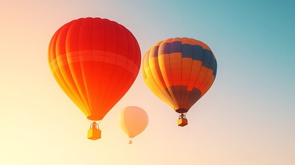 Fototapeta premium A vibrant, colorful hot air balloons against a clear sky with a clear area for text