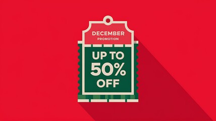 December Promotion Tag with Up to 50% Off Offer