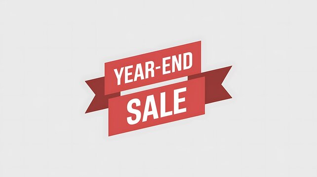 Red Ribbon with Year-End Sale Text
