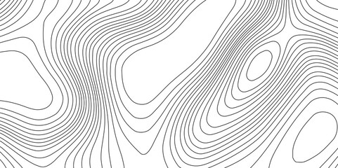 Seamless vector topographic map patterns black line on white background, abstract contour line style mountain hiking trail over terrain topographic patterns background geographic grid relief map. 