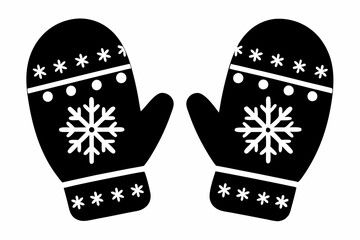 Christmas mitten vector, Mitten silhouette, winter gloves icon symbol design