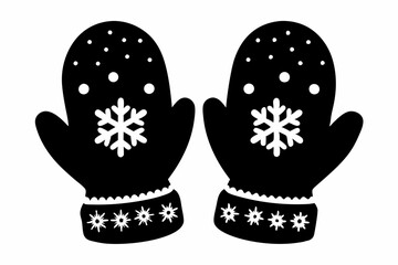 Christmas mitten vector, Mitten silhouette, winter gloves icon symbol design