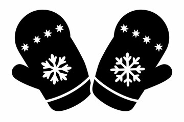 Christmas mitten vector, Mitten silhouette, winter gloves icon symbol design