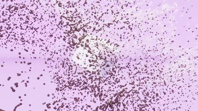 cosmetic glass jar splash milk chocolate on pink