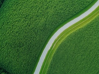 Aerial View of Expansive Maize Fields in Green Landscape