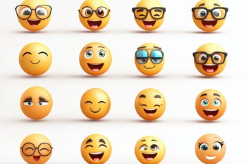 Obraz premium Diverse Emoji Faces Set 