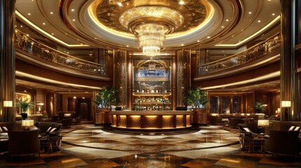 Luxury Hotel Lobby with Bar