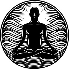 silhouette of a person in yoga position