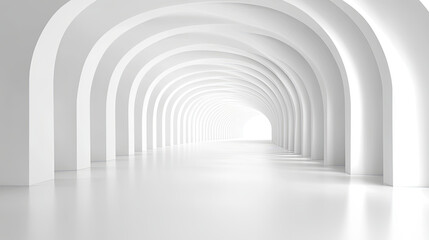 Obraz premium Bright Minimalist Corridor With Arches and Soft Lighting Showcasing Modern Architecture and Design in a Spacious Interior