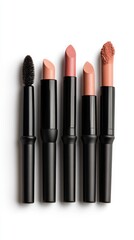 Aesthetic Arrangement of Lipsticks and Brushes