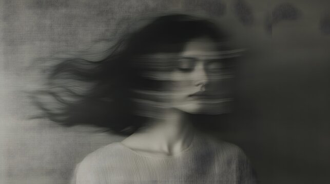 Mysterious Woman Portrait with Motion Blur Effect

