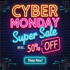Obraz premium Cyber Monday flat design super sale illustration vector