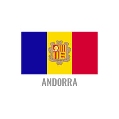 Obraz premium Andorra flag icon. The country sign. Rectangle shape. Isolated on a white background. Vector image.